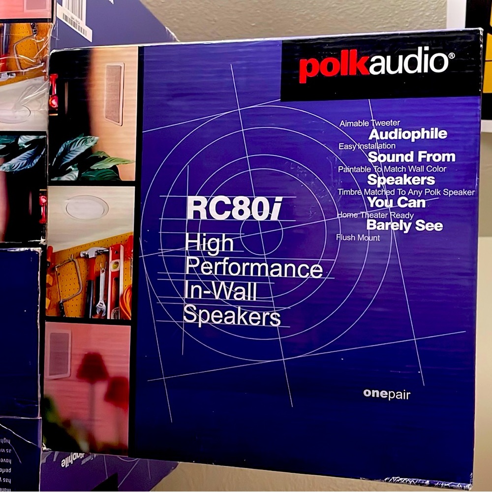 2 of 5 boxes / set of 2 each - PolkAudio RC80i 2-way Premium. Round Speakers.